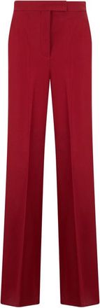 Max Mara High-waisted Cotton Pants - Dames - Wijde Broeken - Rood - S - Katoen - Broeken