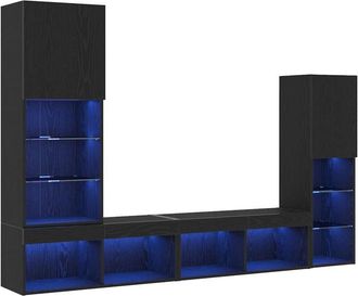 vidaXL Vidaxl - Gabinete De Tv 4 Pcs Roble Negro 40.5 X 30 X 102 Cm