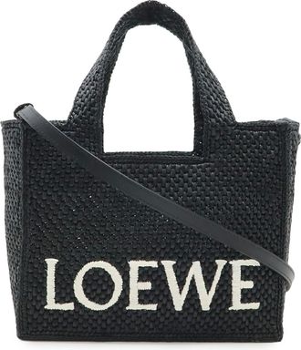 Loewe Black White Raffia Handbag Shoulder Bag Tote Bag (Pre-Owned)