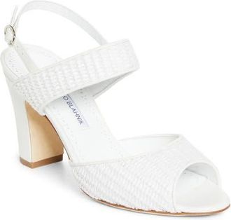 Manolo Blahnik Khiko Slingback Sandal in White at Nordstrom, Size 10.5Us