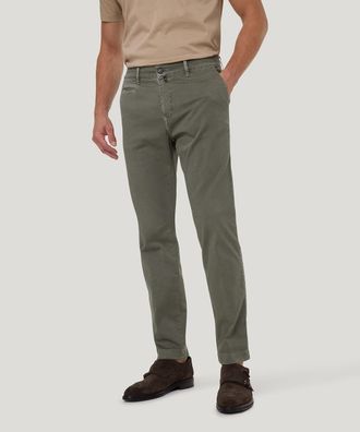 Pierre Cardin Chinohose PIERRE CARDIN PC-Castres, Herren, Gr. 32, L&auml;nge 30, gr&uuml;n (dusty olive), Web, Obermaterial: 98% Baumwolle, 2% Elasthan, unifarben, regular fi