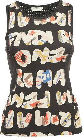 Fendi logo-print sleeveless top - Black