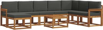 vidaXL Conjunto De Sof&aacute;s De Exterior 9 Uds. Natural Y Antracita Vidaxl