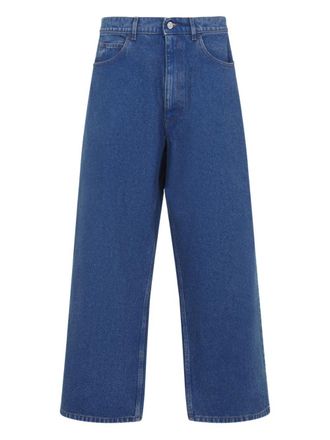 Marni High-Waisted Wide-Leg Denim Jeans with Back Logo Patch