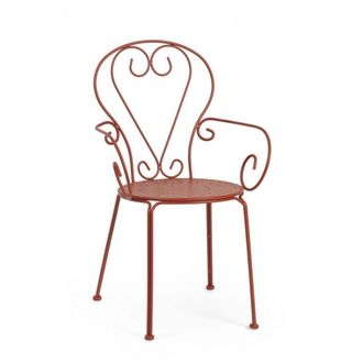 Konte Design Lote de 4 sillas apilables de acero rojo, con reposabrazos