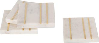 Godinger Dnu Aur Discontinued Godinger Mila Square Marble With Inlay Coasters (Set Of 4)