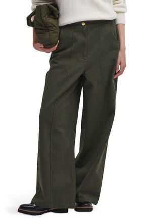 Barbour Allerston High Waist Utility Wide Leg Pants in Olive at Nordstrom Rack, Size 8 Us / 12 Uk