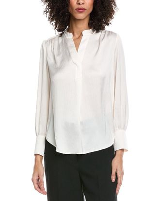 Anne Klein Petite V-Neck Pleat Front Blouse