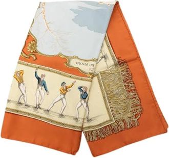 Herm&egrave;s Pre-owned Scarves, female, Orange, Size: ONE SIZE Pre-owned Les Plaisirs du Froid Silk Scarf