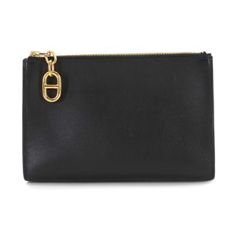 Herm&egrave;s Black Evercalf Leather Pouch (Pre-Owned)