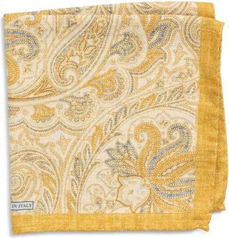 Nordstrom Paisley Silk Pocket Square in Yellow at Nordstrom