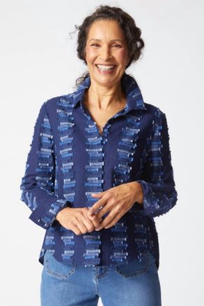 Habitat Embroidered Cotton Shaped Hem Shirt In Navy