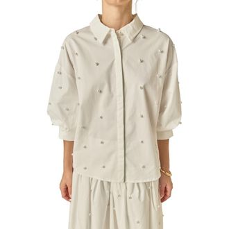 English Factory Pearly Shirt in White at Nordstrom, Size X-Small