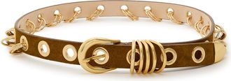 D&eacute;hanche Revenge Ring-embellished Suede Belt - Brown - XL