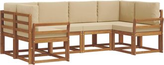 vidaXL Conjunto De Sof&aacute;s De Exterior 6 Uds. Natural Y Beige Vidaxl