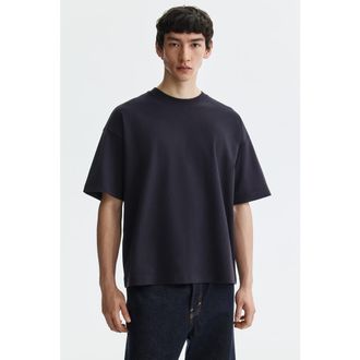 H&M Oversized Fit Interlock T-shirt in Dark Blue at Nordstrom, Size Medium
