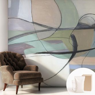 Tulup Carta Da Parati Non Tessuto - Con Colla Gratuita - Con Motivi Moderni - Design Elegante Per Pareti Linee Pastello 250x250 Cm