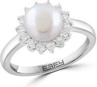 Effy Sterling Silver Pearl Diamond Halo Ring in White at Nordstrom Rack, Size 7