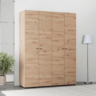 Dmora Armario Grande Soris, Ropero Dormitorio Con Perchero, 2 Estantes, 4 Compartimentos, 155x208h Cm Color Roble Marr&oacute;n