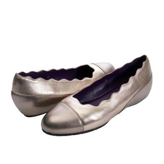 Vaneli Vaneli Picot Ballet Flat Womens Gray Metallic Round Toe Slip On HTAT1742