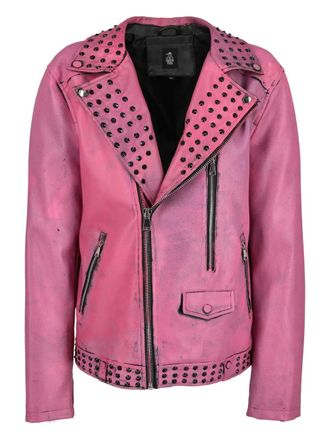 Vintage Giacca biker con borchie - Rosa