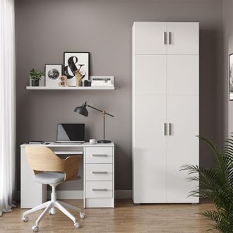 Vicco Estanter&iacute;a Para Carpetas Frank, Blanco, 80 X 182.4 Cm Con Extensi&oacute;n De Armario