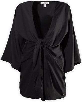 Coolibar Cover-Up with Front Tie - UPF 50+ Sun Protection - Ocean Drive in Black at Nordstrom, Size Xx-Large
