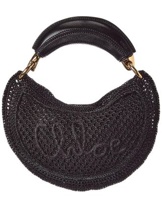 Chlo&eacute; Chloe Summer Mini Banana Glitter Crochet & Leather Hobo Bag