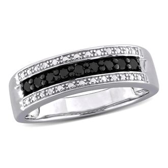 Mimi & Max 1/4ct TW Black Diamond Anniversary Band Sterling Silver