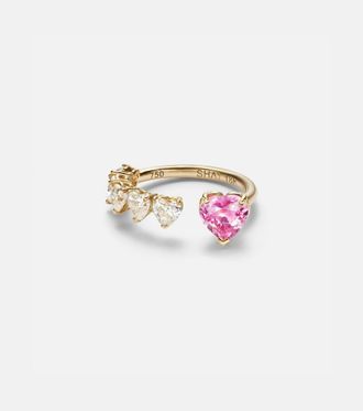 Shay Jewelry Anillo de oro de 18 ct con zafiro y diamantes
