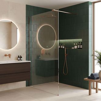 Rea Pared De La Ducha Rea Flexi Transparent Brush Copper 90 Transparent