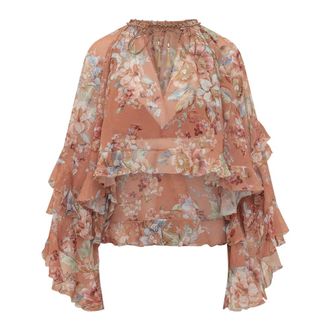 Zimmermann Blouses, female, Multicolor, Size: XS Awaken Ruffle Blouse
