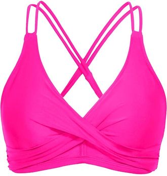 Holipick Women Black High Waisted Bikini Twist Front Swimsuits 2 Piece Lace Up Bikini top with Tummy Control Swims, Pink, 18 Plus