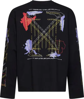 Off-white Mens T-Shirt Archigeography Arrow Black Cotton T-Shirts And Polos