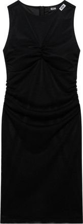 GCDS Gcds, Kleedjes, Dames, Zwart, XS, Polyester, Gedrapeerde Midi Jurk