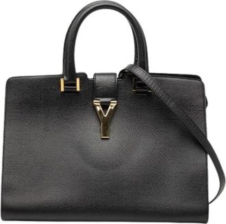 Saint Laurent Pre-owned Handbags, female, Black, Size: ONE SIZE Pre-owned Cabas Chyc Satchel