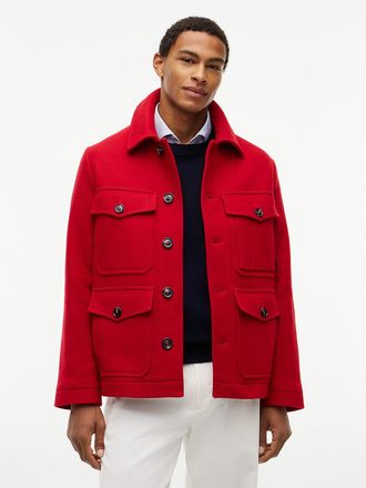 Tommy Hilfiger Mens Wool-Blend Field Jacket - Red - L