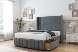 Comfort Beds Grace Coniston Divan Base 2 Drawers - 54 Wingback-Footboard in Dark Grey | Size: King