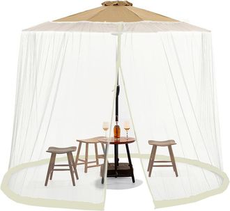 OEM Sombrilla De Exterior Con Mosquitera Integrada, Para Sombrillas De 2,1 A 3,4 M, Apta Para 7-9 Personas (blanca)