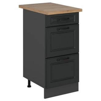 Vicco Mueble Bajo De Cocina R-line, Antracita Casa De Campo, 40 Cm Con Cajones, Et Roble Vicco