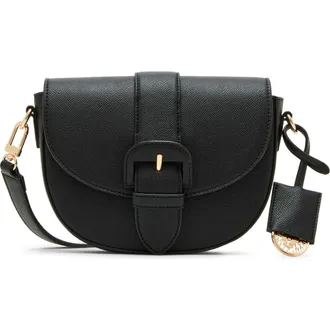 Anne Klein Flap Saddle Crossbody Bag in Black at Nordstrom Rack