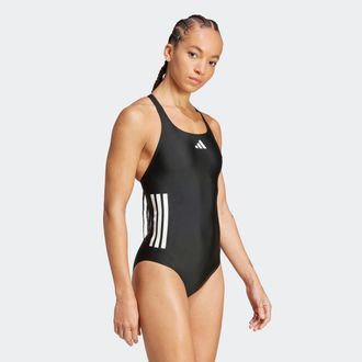 adidas Badeanzug ADIDAS PERFORMANCE 3S BLD SWIMSUIT, Damen, Gr. 32, N-Gr, schwarz-weiss (schwarz, wei&szlig;), Obermaterial: 78% Polyamid, 22% Elasthan, Badeanz&uuml;ge