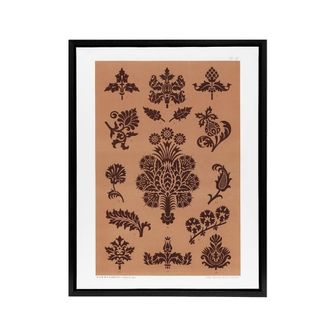 Artery8 Medieval Botanical Pattern GA & MA Audsley Framed Canvas Wall Art in Pink | Size: W24 x H32