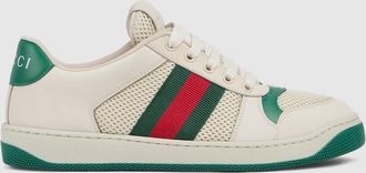 Gucci Womens Screener Sneaker, White, Fabric