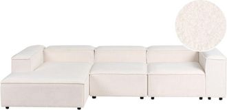 Beliani Sof&aacute; Modular Moderno 4 Plazas Versi&oacute;n Derecha Con Patas Negras Tapizado De Boucl&eacute; Blanco Crema Ardal