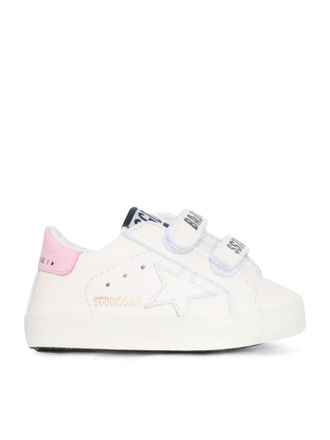 Golden Goose Scarpe da ginnastica Golden Goose Baby School Set Tomaia in nappa con strisce e stella in pelle sul tallone Bianco/Rosa baby