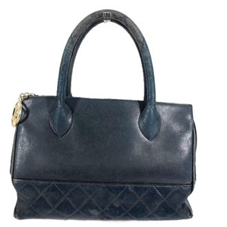 Chanel Black Leather Handbag Tote Bag (Pre-Owned)