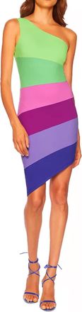 Susana Monaco Colorblock One Shoulder Mini Dress In Maldives