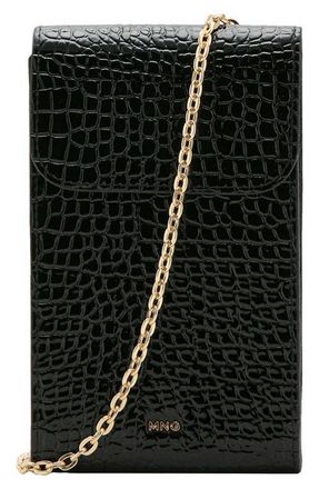 Mango Croc Embossed Faux Leather Phone Crossbody Bag in Black at Nordstrom