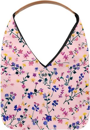 Generic Floral Pink Print Reusable Lightweight Grocery Bags - Foldable Into Compact Pouch, Washable & Sturdy, Multipurpose for Shopping and Travel